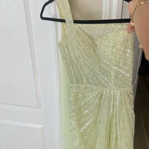 Catwalk Couture Asymmetrical Dress in Light Green
